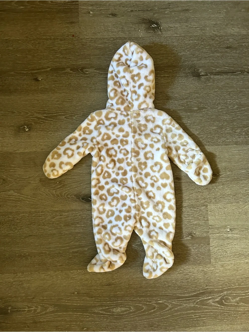 0-3 Months Baby Girl Soft Warm Fuzzy Pink Cat Cheetah Zip Up Winter Body Suit